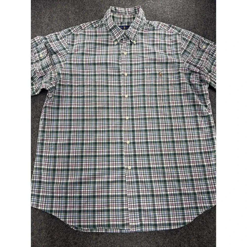 Polo Ralph Lauren Men’s XXL Green Plaid Cotton Button Down Shirt Pony Logo